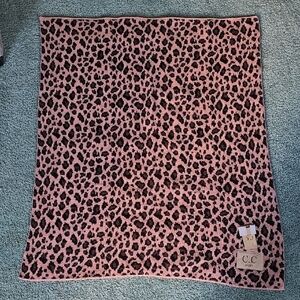 C.C Baby Pink and Black Leopard Throw, NWT